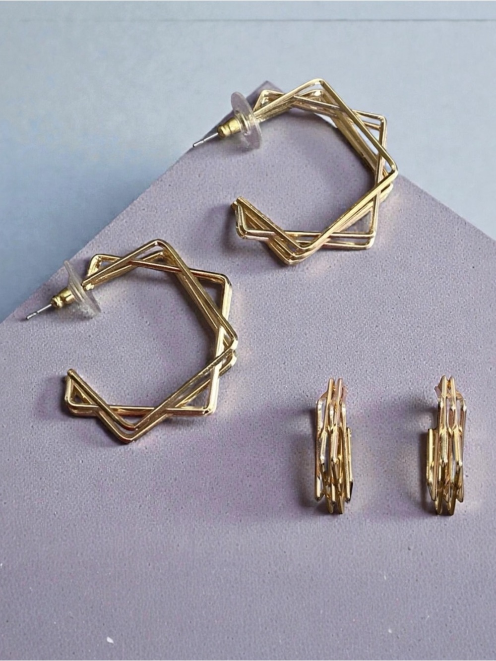 Elegant Gold-tone Geometric Hoop Earrings